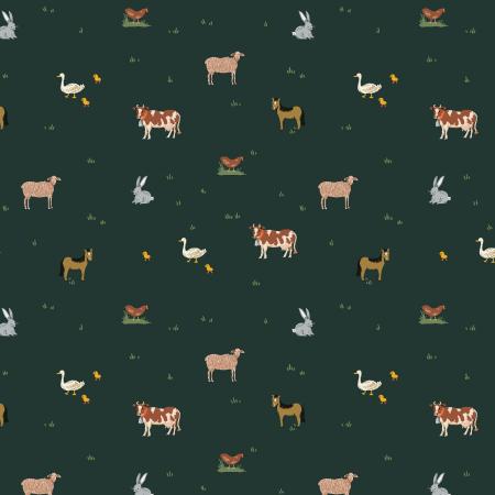 Gracie-Farm_Animals_Evergreen_RP1702-EV2_Cotton_Fabric