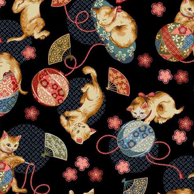 Kawaii_Kitties-Black_DCX12642-BLACK_Cotton_Fabric