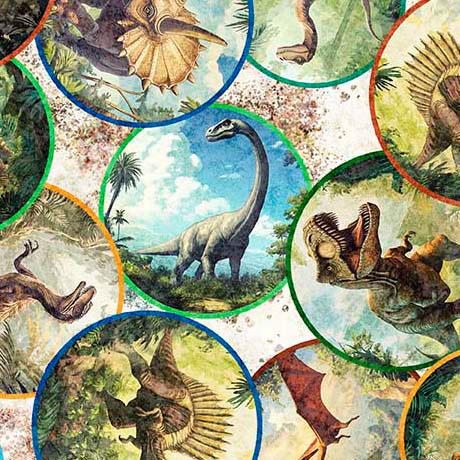 Savage_Kingdom-Dinosaur_Medallions_Sand_2600-31735-E_Cotton_Fabric